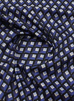 Хлопок стрейч (н) сине-черно-голубой геометрический рисунок - в интернет-магазине тканей Тессутидея арт. 01-7832