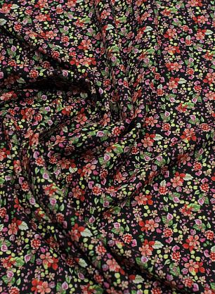 Плательная вискоза (н) мелкий цветочный рисунок на черном - в интернет-магазине тканей Тессутидея арт. 04-1627