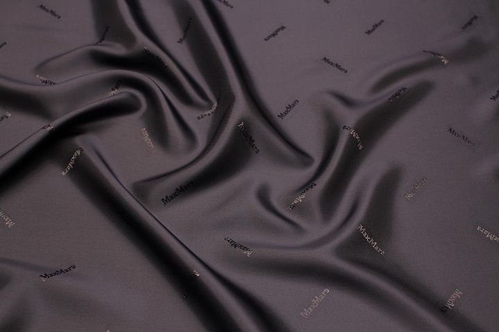 Подкладочная (о) темно-синяя с надписью - итальянские ткани Тессутидея арт. 08-1461