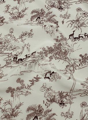 Крепдешин (н) бордовый растительный рисунок на светло-бежевом - в интернет-магазине тканей Тессутидея арт. 10-4520