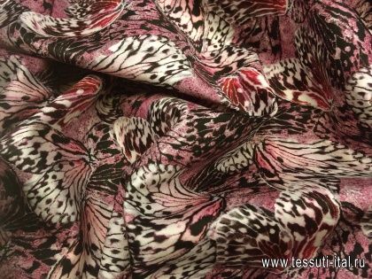 Плательная (н) бабочки на черно-бело-розовом Ungaro - итальянские ткани Тессутидея арт. 01-4110