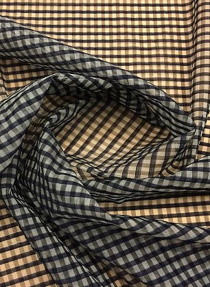 Органза (н) сине-серая клетка - в интернет-магазине тканей Тессутидея арт. 02-7337