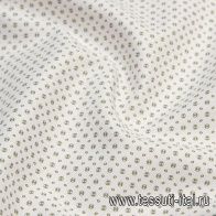 Сорочечная (н) зеленый мелкий геометрический принт на белом  - итальянские ткани Тессутидея арт. 01-6251