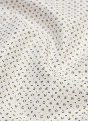 Сорочечная (н) зеленый мелкий геометрический принт на белом  - в интернет-магазине тканей Тессутидея арт. 01-6251