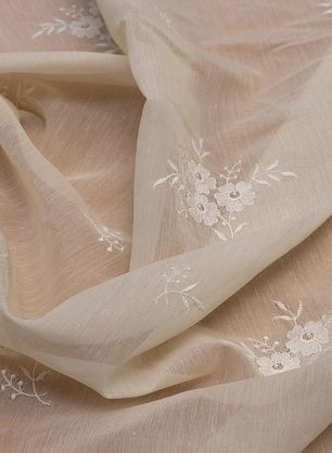 Плательная (н) белая вышивка на светло-бежевом - в интернет-магазине тканей Тессутидея арт. 03-6003