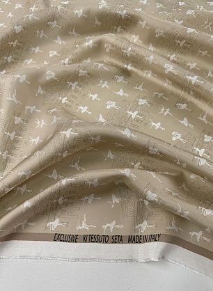 Шелк твил (н) театр и балерины на бежевом - в интернет-магазине тканей Тессутидея арт. 10-4864