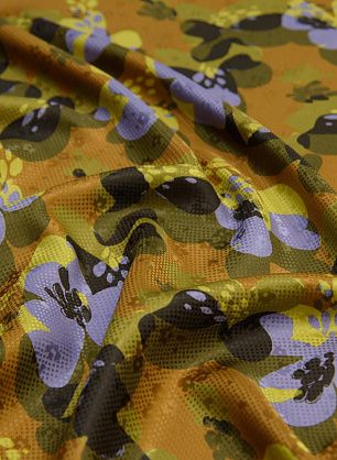 Шелк дама (н) желто-сиренево-зеленая цветочная абстракция - в интернет-магазине тканей Тессутидея арт. 10-1664