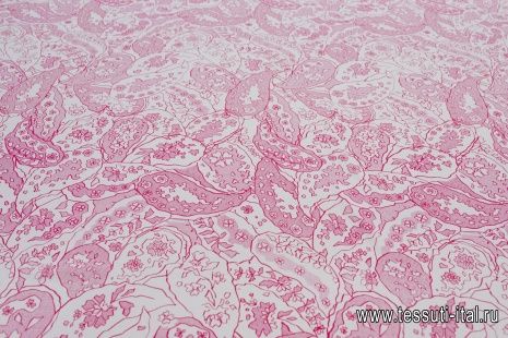 Крепдешин (н) малиновая абстракция на белом - итальянские ткани Тессутидея арт. 10-2486