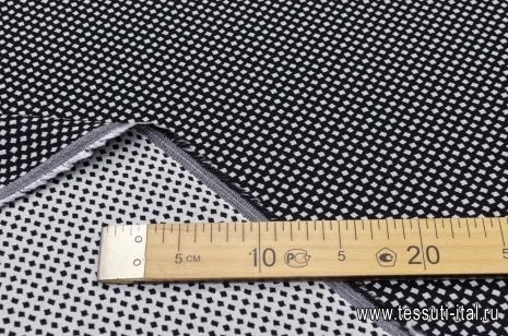 Плательная стрейч двусторонняя (н) черно-белый геометрический орнамент Moschino - итальянские ткани Тессутидея арт. 17-0897