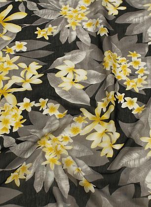 Маркизет (н) серо-желтый цветочный рисунок на черном - в интернет-магазине тканей Тессутидея арт. 10-4652