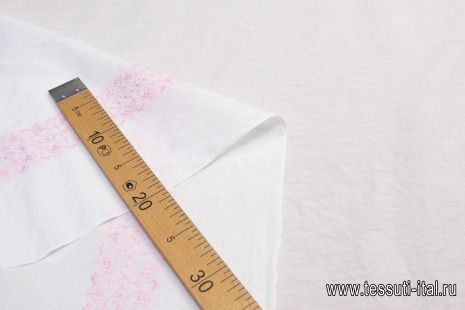 Батист (н) розовая вышивка на белом - итальянские ткани Тессутидея арт. 01-5595