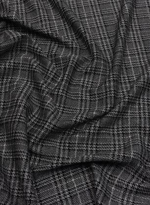 Джерси (н) черно-серая стилизованная клетка - в интернет-магазине тканей Тессутидея арт. 13-1546