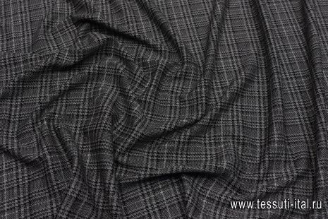 Джерси (н) черно-серая стилизованная клетка - итальянские ткани Тессутидея арт. 13-1546