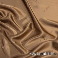 Подкладочная вискоза (о) коричневая с надписью Max Mara - итальянские ткани Тессутидея арт. 08-1191