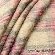 Пальтовая (н) серо-бежево-бордовая клетка - итальянские ткани Тессутидея арт. 09-1550