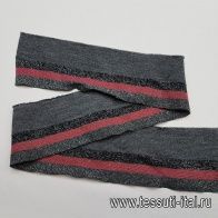 Подвяз с люрексом (н) серо-черно-лиловый 10*95см  - итальянские ткани Тессутидея арт. F-3560