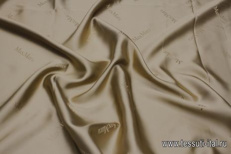 Подкладочная вискоза (о) бежевая с надписью Max Mara - итальянские ткани Тессутидея арт. 08-1437