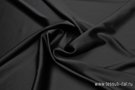 Шелк атлас стрейч (о) черный - итальянские ткани Тессутидея арт. 10-3508