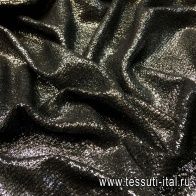 Трикотаж хлопок с напылением (о) черно-серебрянный - итальянские ткани Тессутидея арт. 12-0829