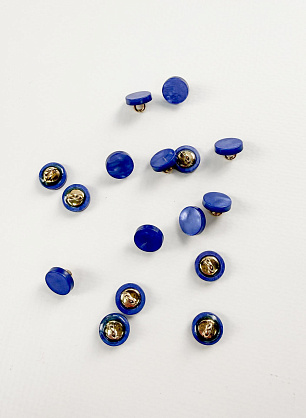Пуговица комбинированная на ножке d-10мм светло-синяя - итальянские ткани Тессутидея.