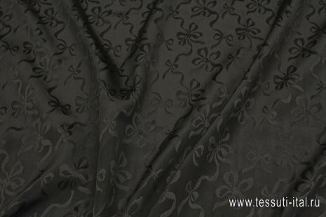 Крепдешин дама (о) бантики на черном - итальянские ткани Тессутидея арт. 10-4595