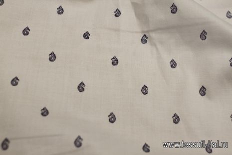 Сорочечная (н) синие пейсли на белом - итальянские ткани Тессутидея арт. 01-7378