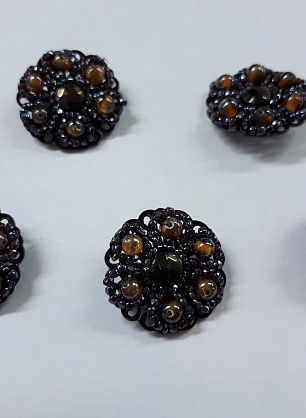 Пуговица металл никель на ножке d-24мм фактурная коричневая - итальянские ткани Тессутидея F-4147