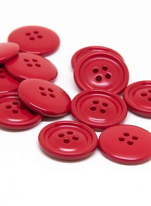 Пуговица пластик 4 прокола d-20мм красная   - в интернет-магазине тканей Тессутидея арт. F-4643