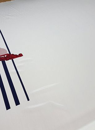 Крепдешин купон (1,8м) (н) "Формула - 1" на сине-белом - в интернет-магазине тканей Тессутидея арт. 02-6435