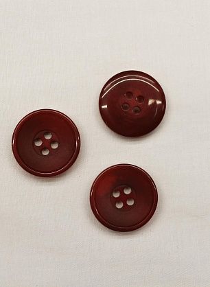 Пуговица пластик под рог 4 прокола d-20мм бордовая - итальянские ткани Тессутидея F-6702