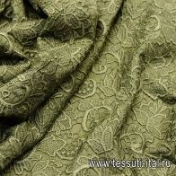 Кружевное полотно на хлопке (о) зеленое  Ermanno Scervino - итальянские ткани Тессутидея арт. 01-4868
