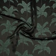 Шелк жаккард дабл (н) черно-зеленый растительный рисунок - итальянские ткани Тессутидея арт. 10-3834