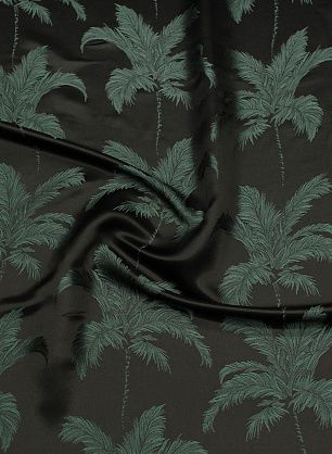 Шелк жаккард дабл (н) черно-зеленый растительный рисунок - в интернет-магазине тканей Тессутидея арт. 10-3834