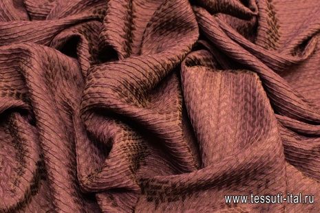 Шелк жаккард крэш (о) темно-коричневый в стиле Etro - итальянские ткани Тессутидея арт. 10-0581