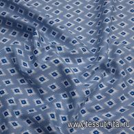 Сорочечная стрейч (н) сине-белый принт на голубом - итальянские ткани Тессутидея арт. 01-6183
