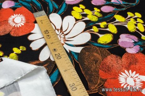 Хлопок (н) яркий орнамент на черном - итальянские ткани Тессутидея арт. 01-5045