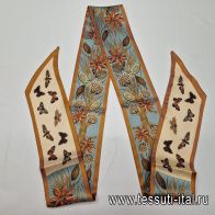 Твилли (н) бабочки и растительный рисунок с бронзовой полосой - итальянские ткани Тессутидея арт. F-6494
