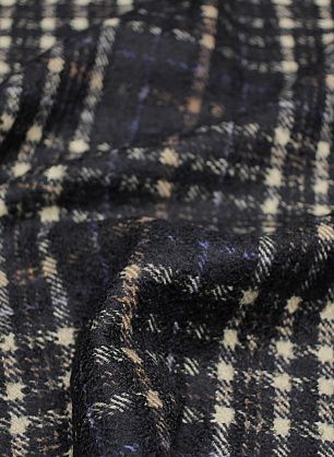 Костюмная (н) черно-бежево-голубая клетка - в интернет-магазине тканей Тессутидея арт. 05-4429