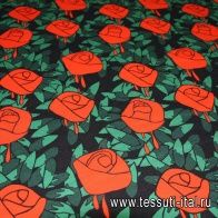 Футер (н) красные розы ш-160см - итальянские ткани Тессутидея арт. 12-0629