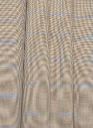Костюмная (н) бежево-голубая клетка - в интернет-магазине тканей Тессутидея арт. 05-4331