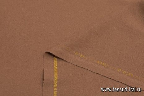 Костюмная креп (о) светло-коричневая в стиле Scervino - итальянские ткани Тессутидея арт. 05-4138