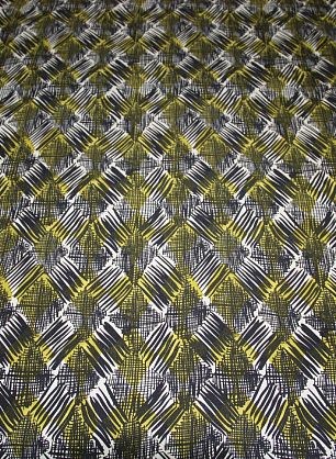 Тафта (н) черно-желтый орнамент на белом Prada - в интернет-магазине тканей Тессутидея арт. 02-5030