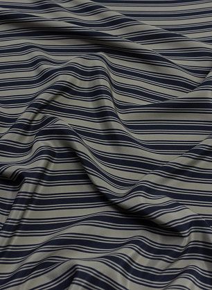 Крепдешин (н) темно-синяя полоска на светлом хаки - в интернет-магазине тканей Тессутидея арт. 10-2458