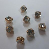 Пуговица металл золото на ножке d-10мм крупный страз Swarovski - итальянские ткани Тессутидея арт. F-4135