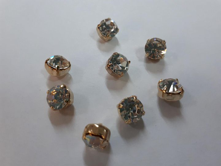 Пуговица металл золото на ножке d-10мм крупный страз Swarovski - итальянские ткани Тессутидея арт. F-4135