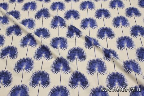 Сорочечная (н) синий рисунок на айвори - итальянские ткани Тессутидея арт. 01-7540