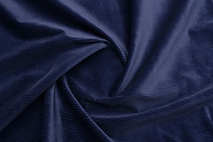 Вельвет стрейч 370 г/м (о) темно-синий - итальянские ткани Тессутидея арт. 01-7754
