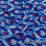 Хлопок плательный (н) сине-розово-голубой этнический орнамент - итальянские ткани Тессутидея арт. 01-6870