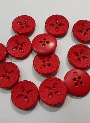 Пуговица пластик 4 прокола d-22мм красная фактурная - в интернет-магазине тканей Тессутидея арт. F-5458