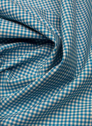 Костюмная дабл двухслойная 400 г/м (н) бело-голубая клетка/голубая - в интернет-магазине тканей Тессутидея арт. 05-4521